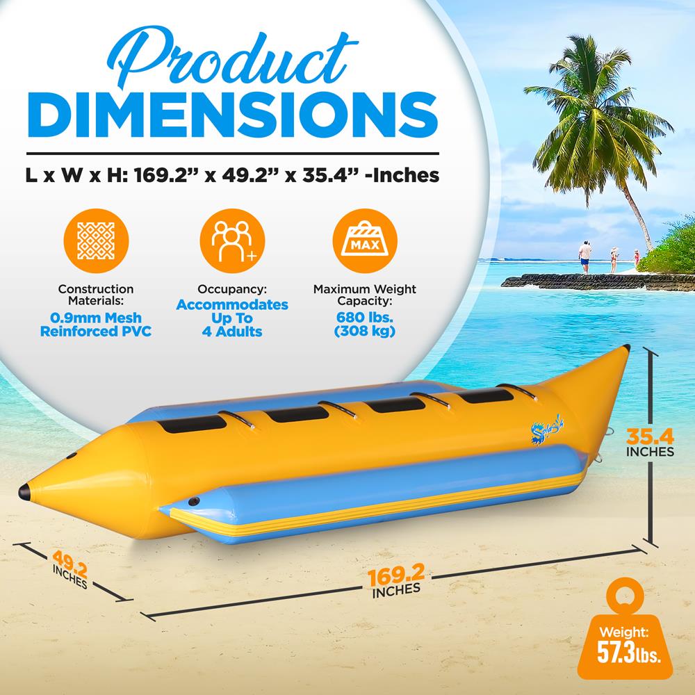 Serenelife Pool SLBBFL4 Bananenboot 4 Personen PVC mit Pumpe