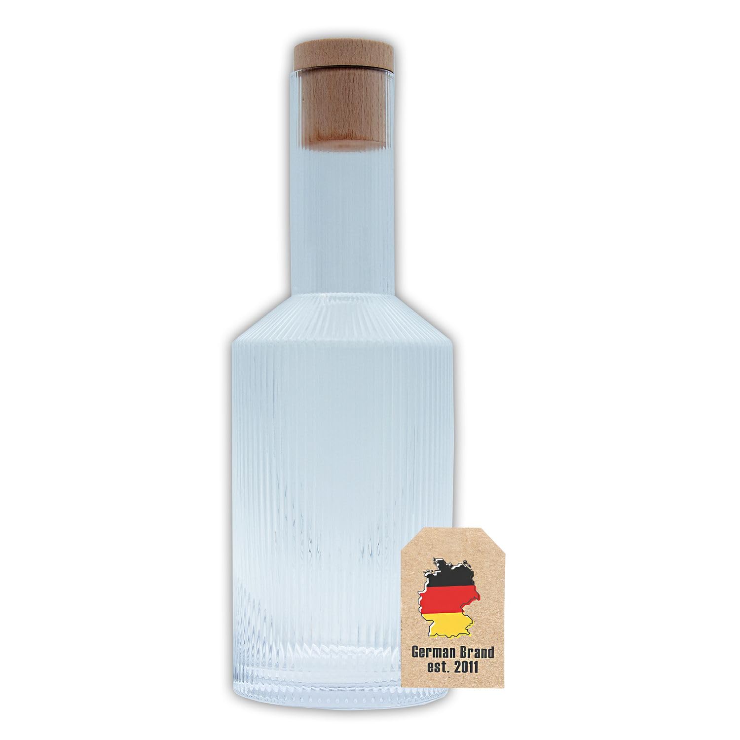 Intirilife Glaskaraffe Goldrand 1,7L Korken Wasserkaraffe