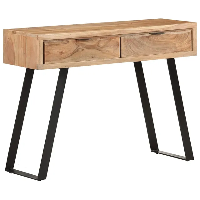 vidaXL Konsolentisch Akazie 100x35x76 cm 2 Schubladen Naturkante
