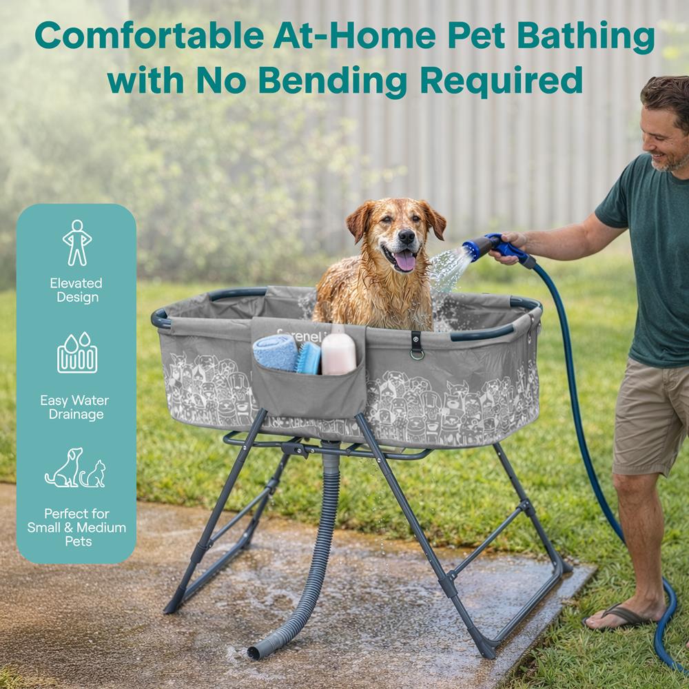 Serenelife Pet Care Hundebadewanne faltbar grau 59 kg