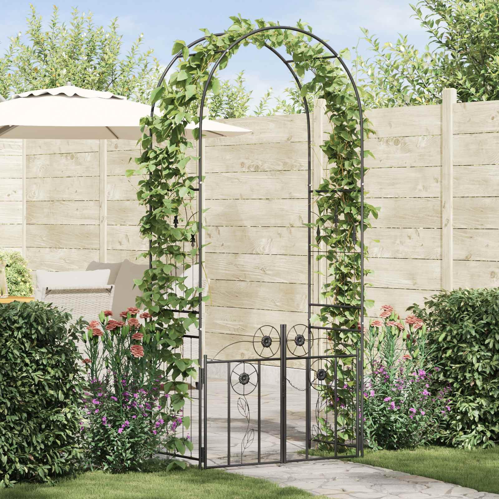 vidaXL Heim & Garten Gartenbogen 102x50x218 Schwarz Metall