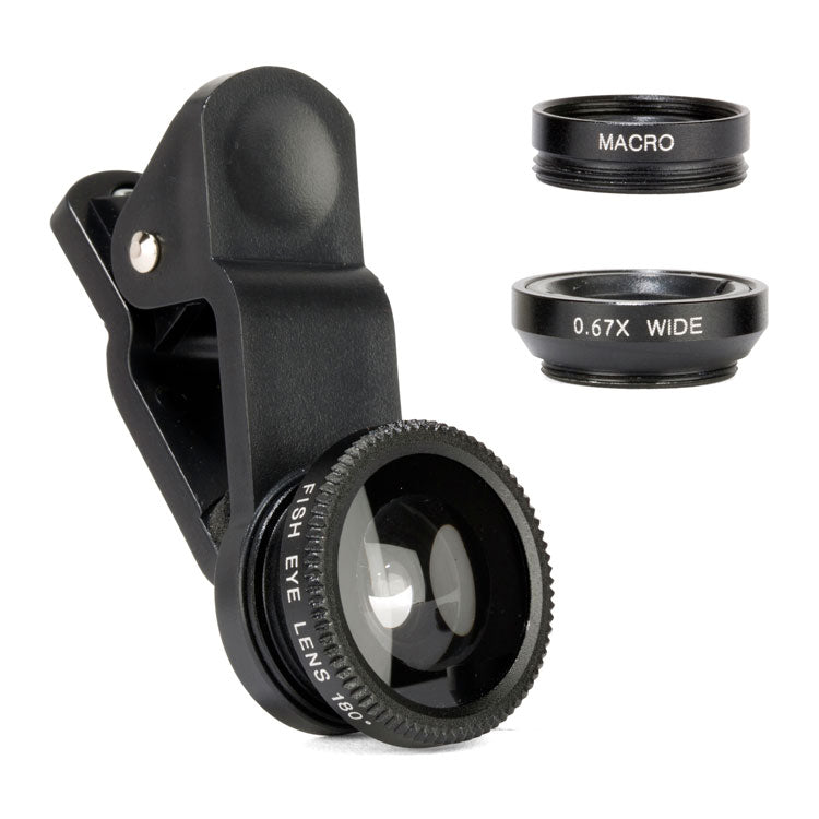 Kikkerland Clip Lens Handy Objektiv Set 3-tlg Makro Weitwinkel