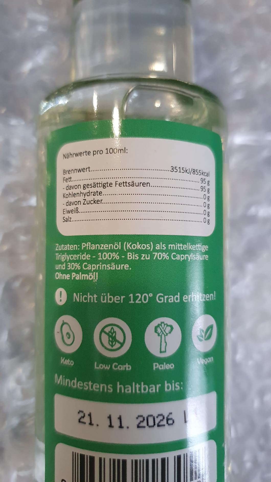 Simply Keto MCT Öl 100ml aus Kokosöl C8 C10 vegan