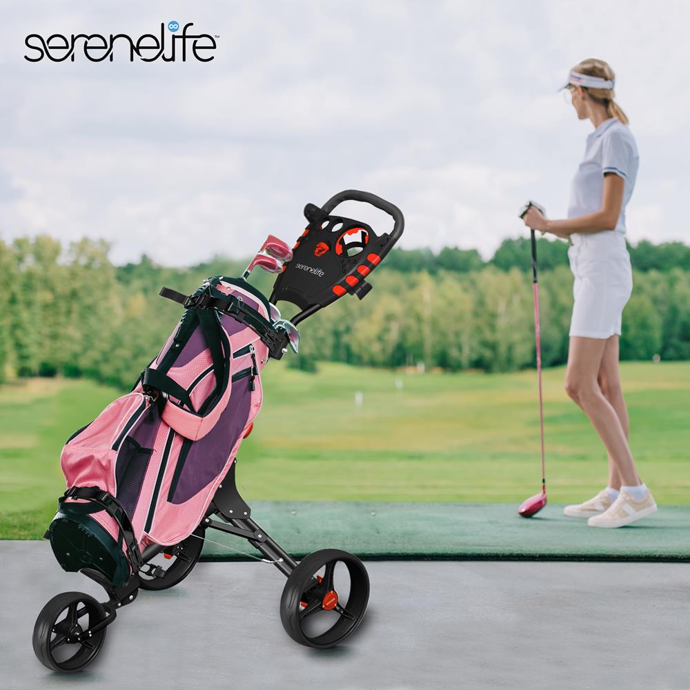 Serenelife Camping Golf Trolley Weiß Alu klappbar 3-Rad