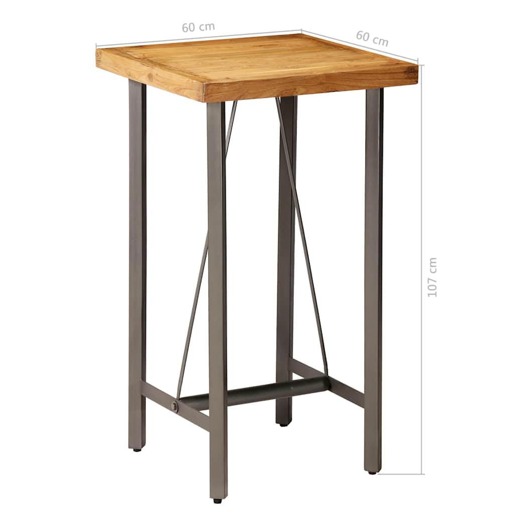 vidaXL Möbel Bartisch Teak 60x60x107cm Stahl Stehtisch