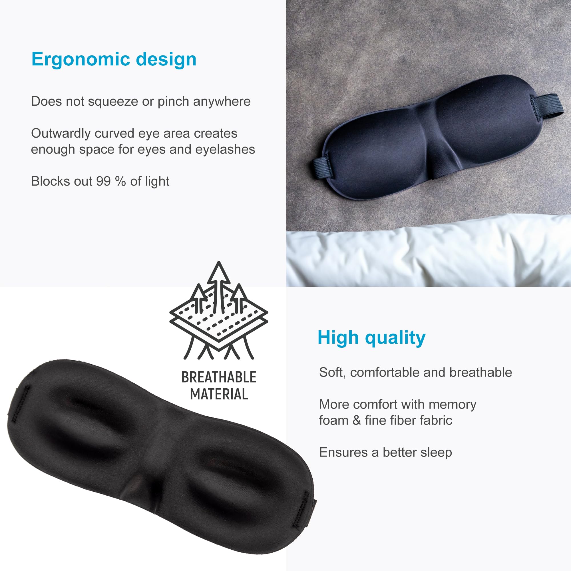 Intirilife Augenmaske Schwarz 26x9x2 cm Schlafmaske ergonomisch