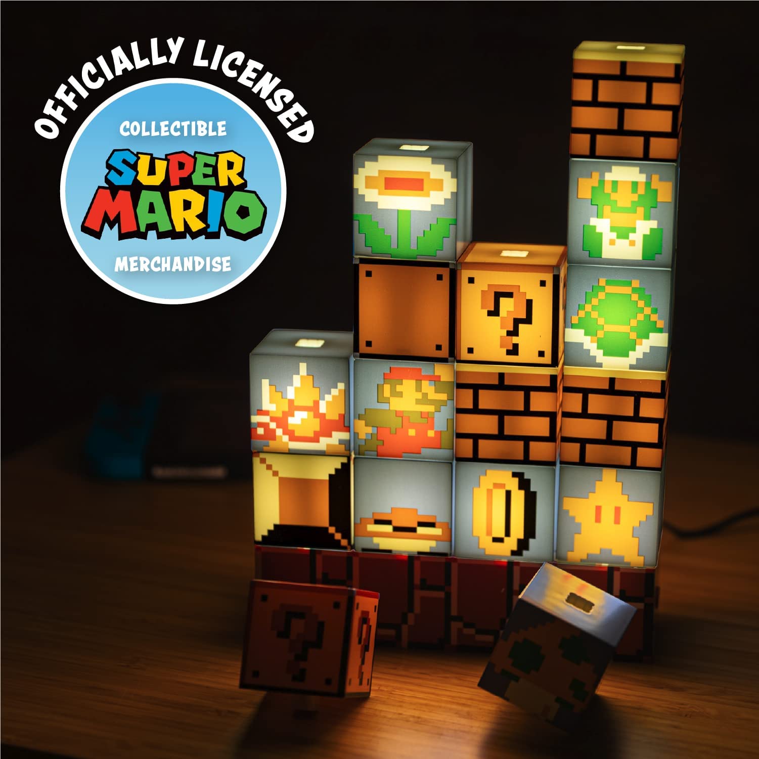 Paladone Super Mario Build A Level Licht Stimmungslicht 16 Blöcke