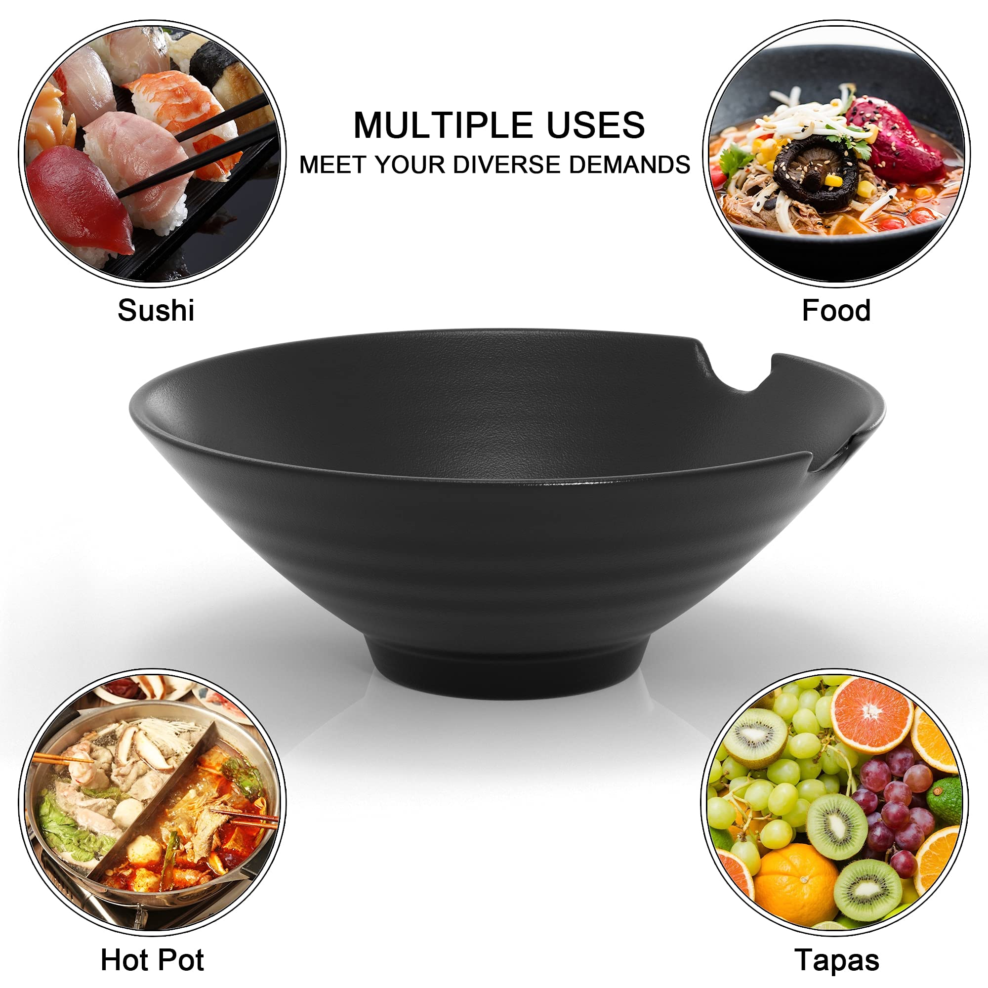 Intirilife Ramen Schüssel Set Keramik Schwarz 2 Personen