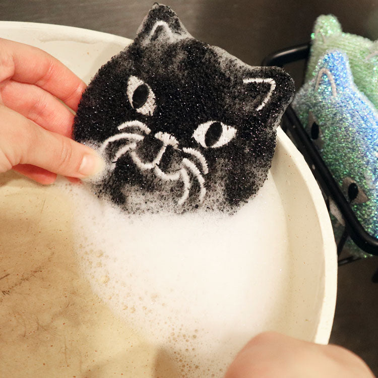 Kikkerland Home Spülschwämme Katze 3er Set Kratzfrei