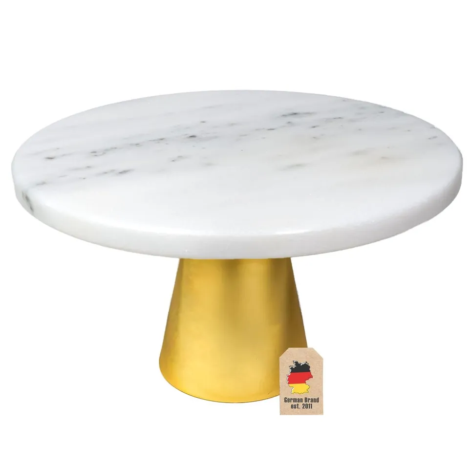 Intirilife Kuchenplatte Tortenständer Marmor Gold 20 cm