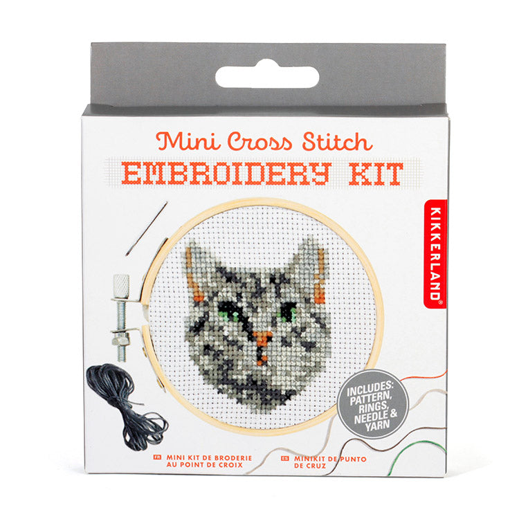 Kikkerland Tabby Cat Mini Stickset Kreuzstich Katze
