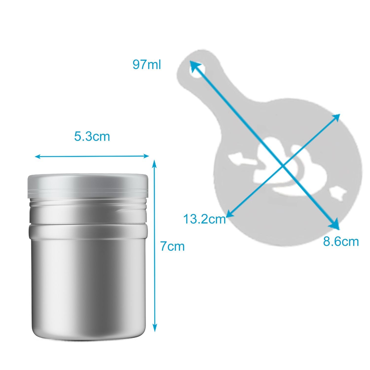 Intirilife Puderstreuer Set 18-teilig Edelstahl mit Schablonen