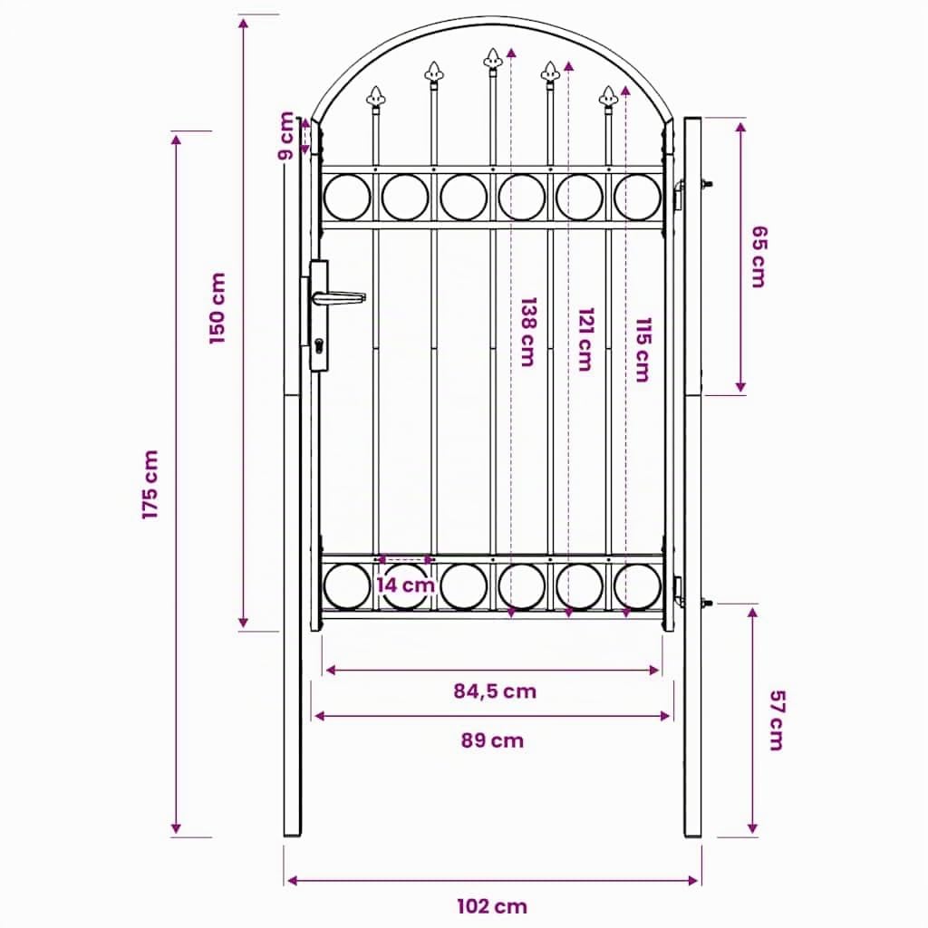 vidaXL Heim & Garten Gartentor ASSEN 102x150 cm Stahl Schwarz