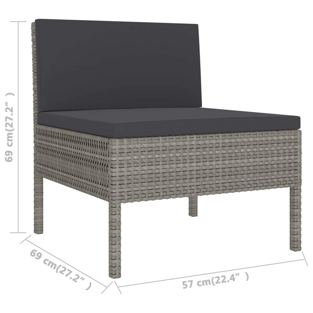 vidaXL Heim & Garten 3x Gartenstuhl Poly Rattan Grau mit Auflage