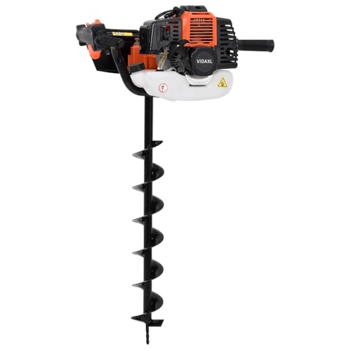 vidaXL Erdbohrer Orange Benzin 52 cm³ mit 3 Bohrern