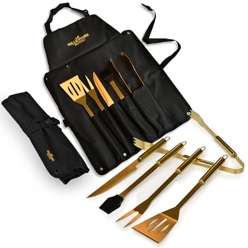 Mikamax Bar & Kitchen Millionaire BBQ Tools Grillset 5-tlg Gold