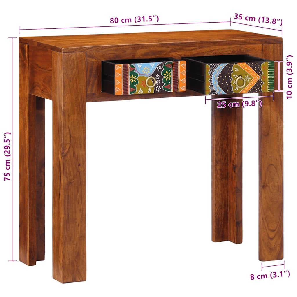 vidaXL Konsolentisch 80x35x75 cm Akazie Flurtisch 80 cm Holz