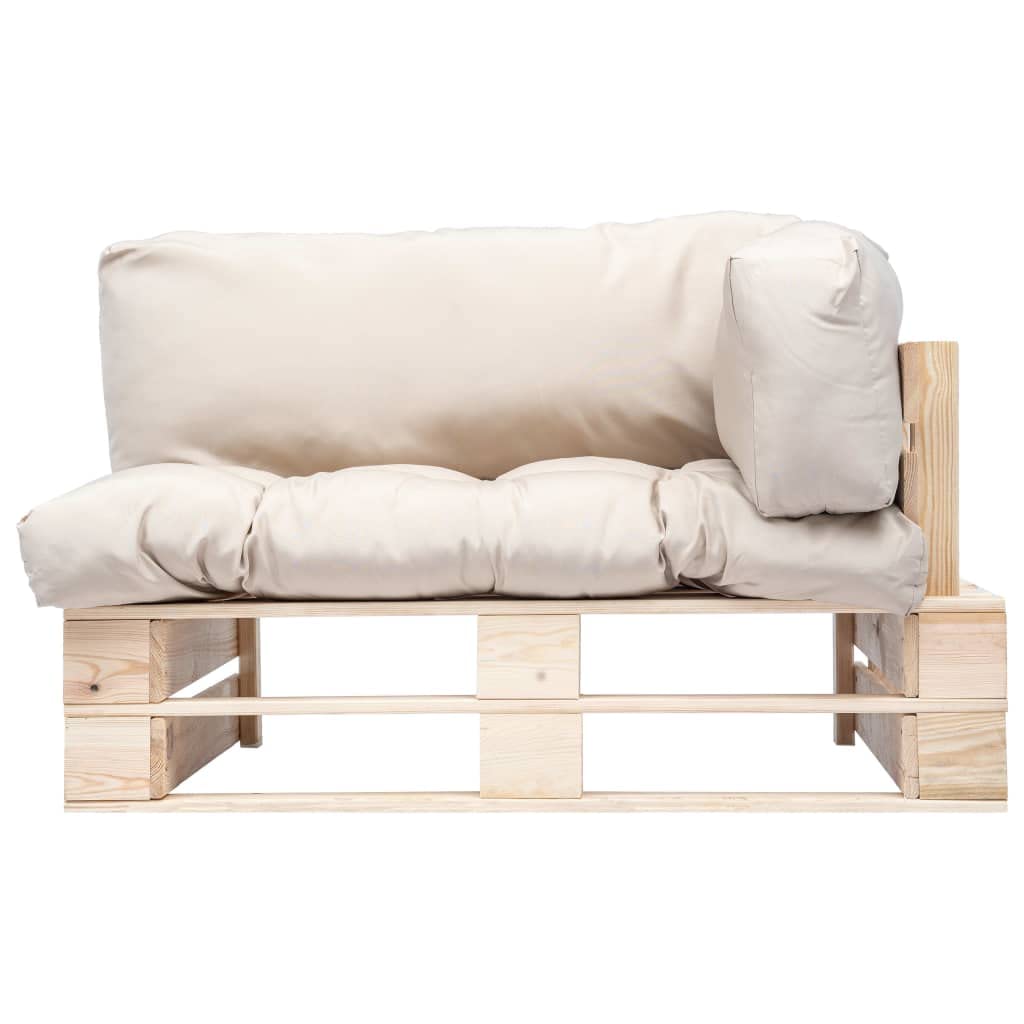 vidaXL Paletten Gartensofa 2-Sitzer Sand Kissen Natur Holz