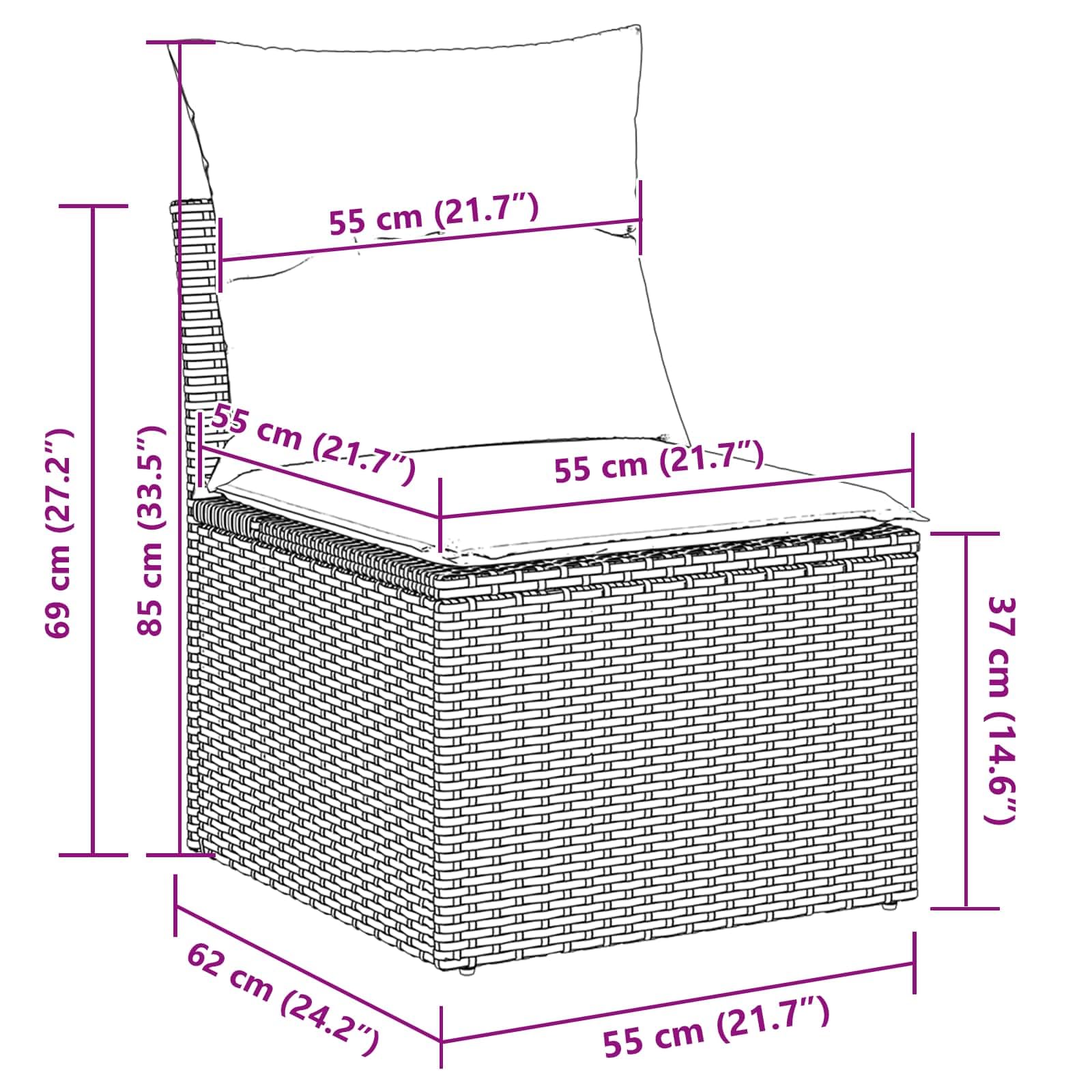 vidaXL Gartensofa-Set 8-tlg Beige Poly-Rattan 90 cm Tisch
