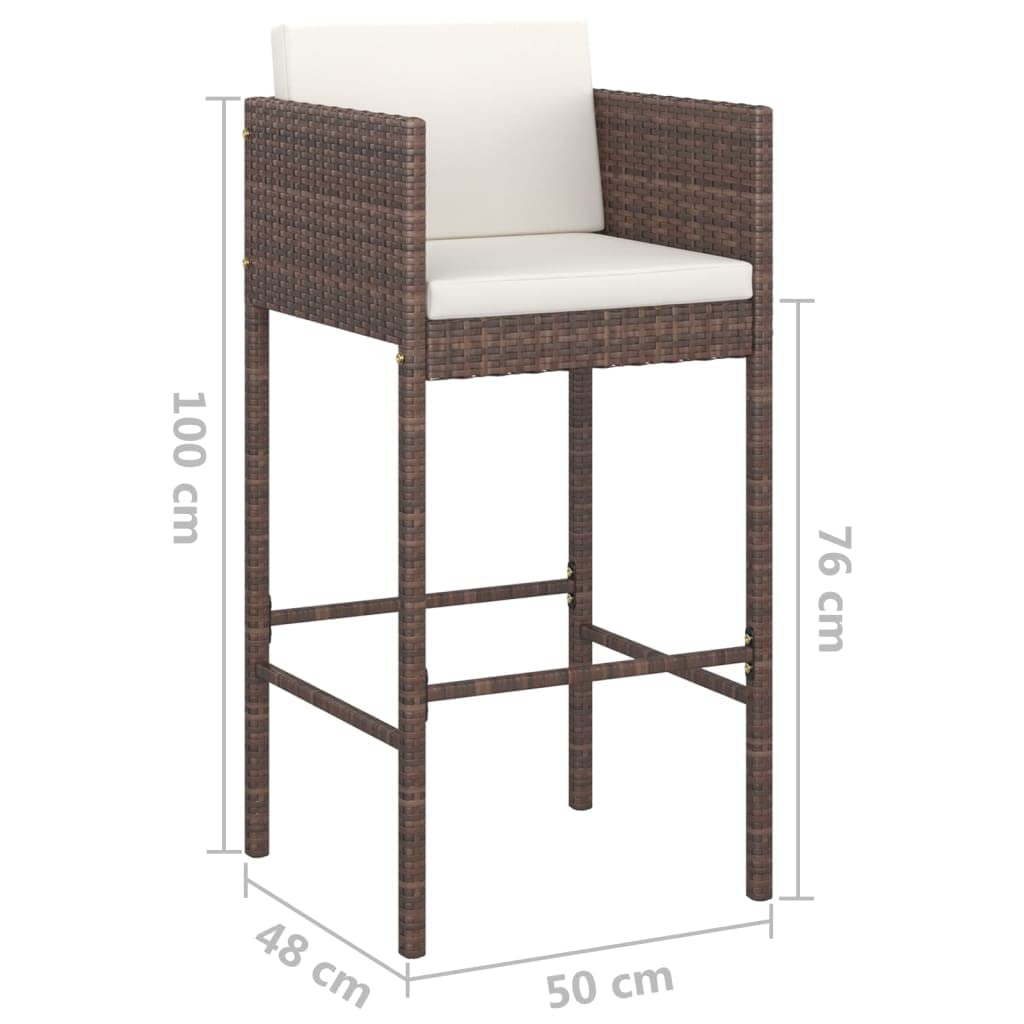 vidaXL Heim & Garten Gartenbar-Set 5-TLG Rattan Braun 70x70x110