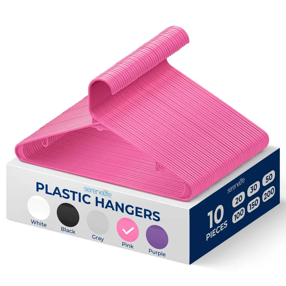 Serenelife Storage Kleiderbügel Kunststoff pink 10er drehbar