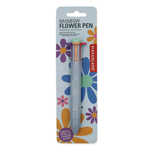 Kikkerland Rainbow Flower Pen Blumen Kugelschreiber 6-farbig