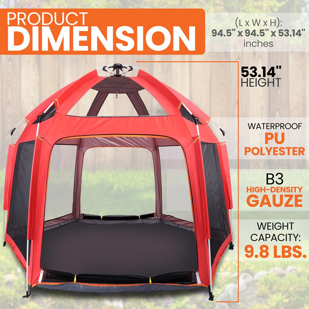Serenelife Pet Care Laufstall faltbar Rot 6-teilig mit Matratze
