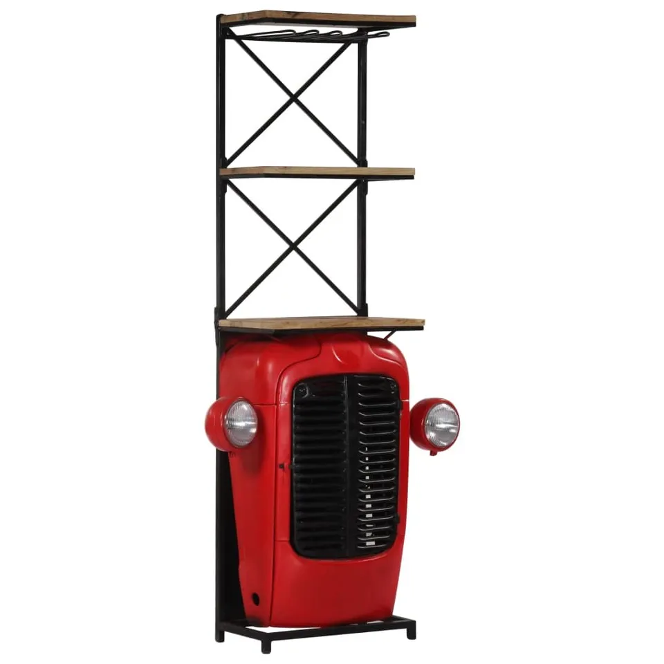 vidaXL Traktor Weinschrank Rot Mango Massivholz 49x31x172cm