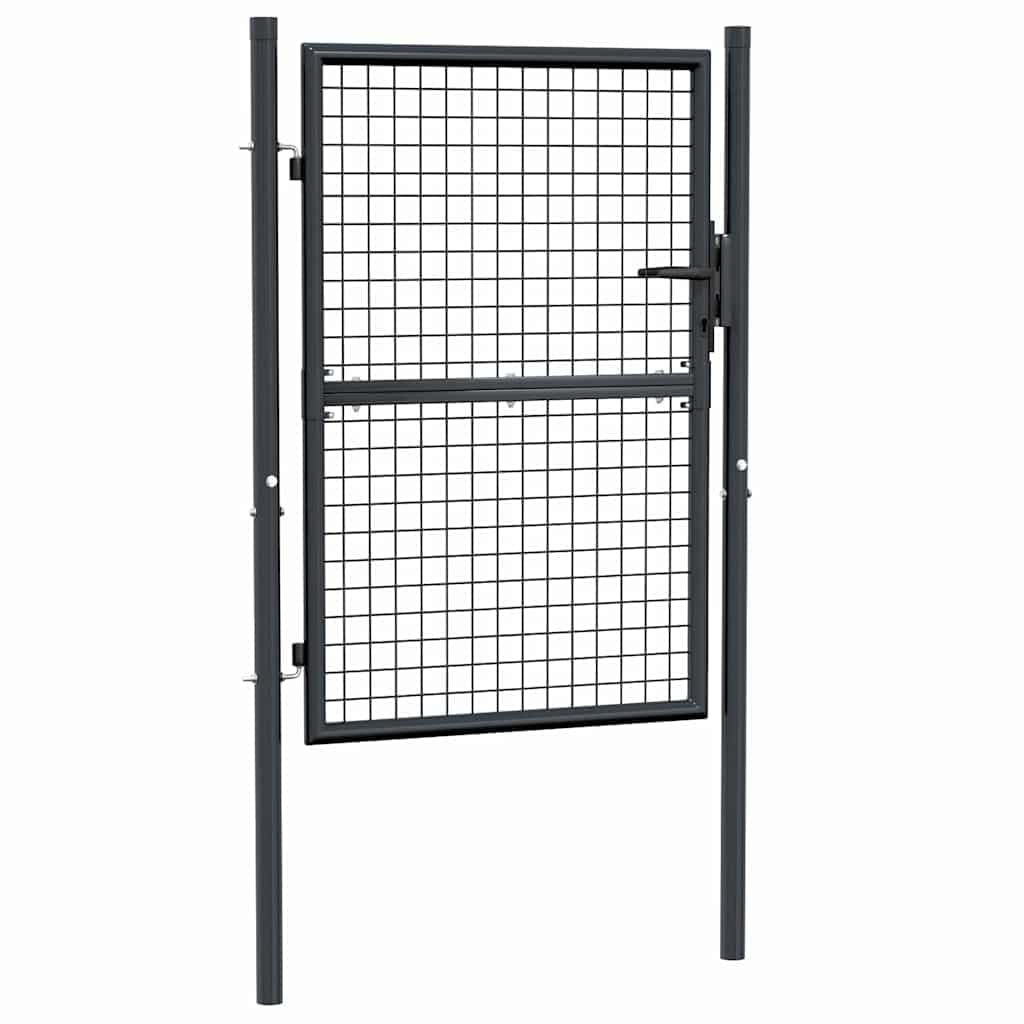 vidaXL Gartentor Mesh 100x175 cm Zauntor grau verzinkt abschließbar