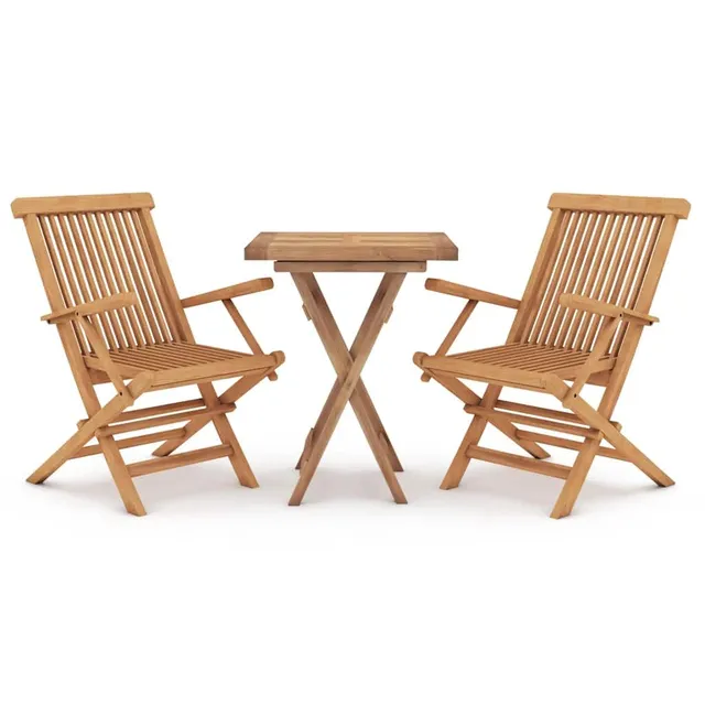 vidaXL Heim & Garten Garten-Essgruppe Teak 3-TLG klappbar