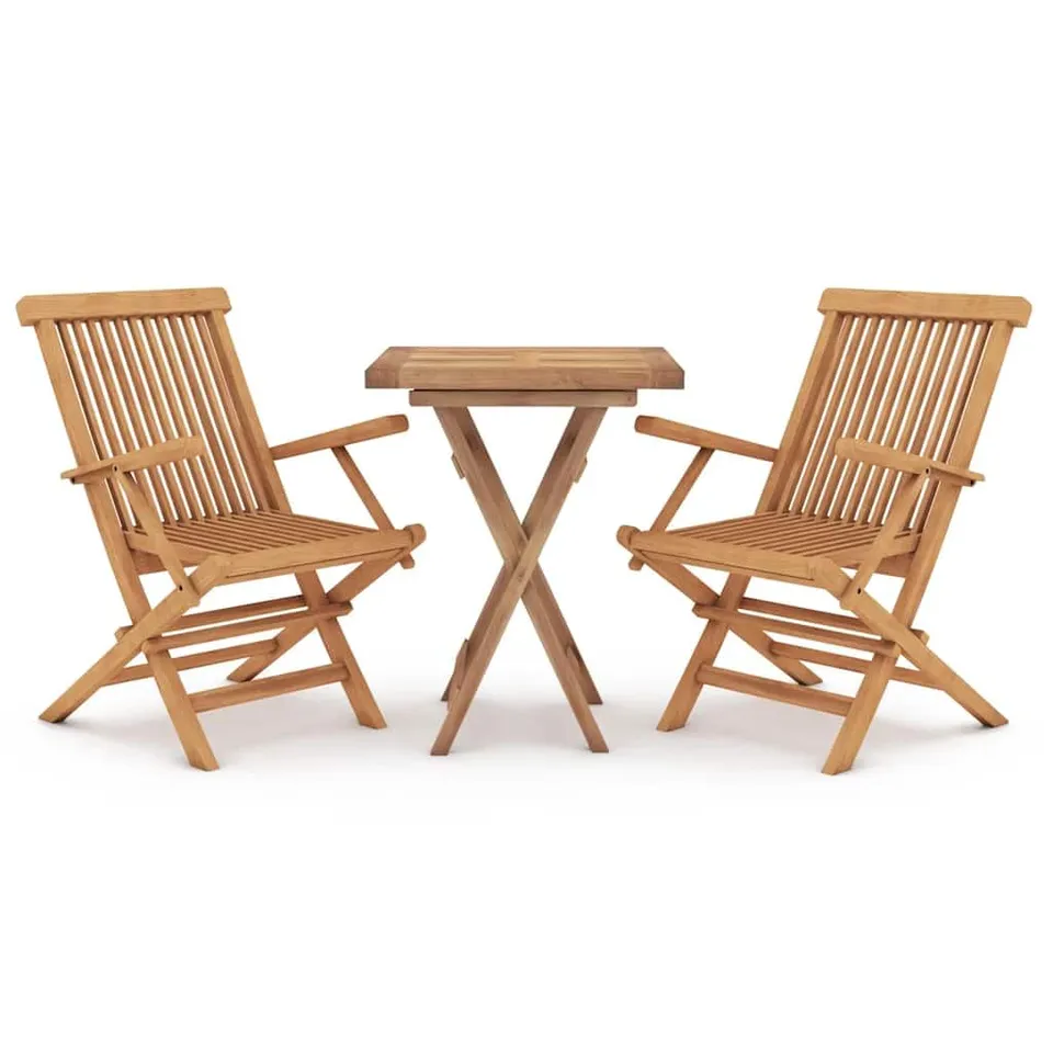vidaXL Heim & Garten Garten-Essgruppe Teak 3-TLG klappbar