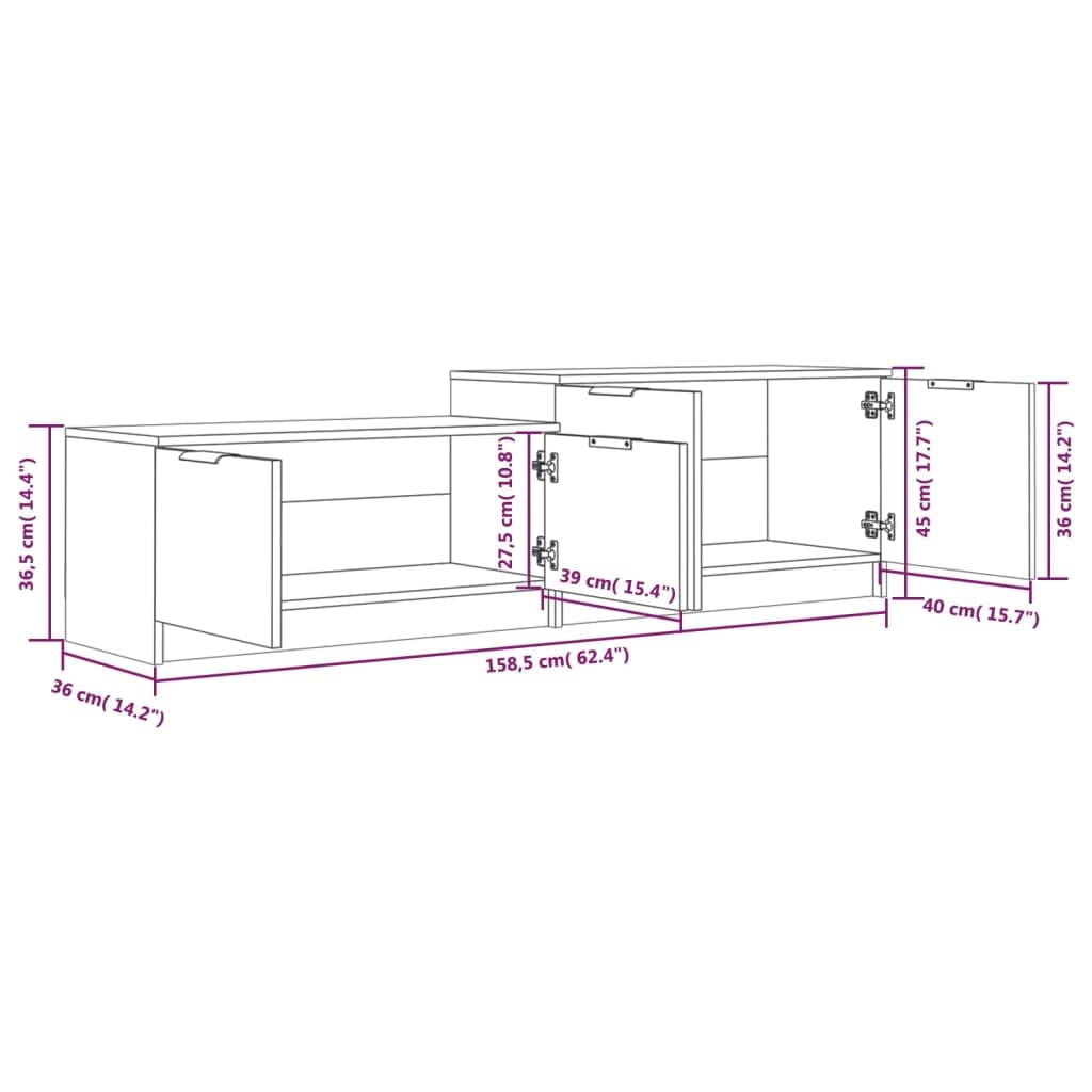 vidaXL TV Schrank Räuchereiche 158,5x36x45cm Holzwerkstoff 4-Türen