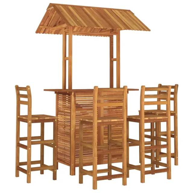 vidaXL Gartenbar-Set 4-tlg. Akazie Bartisch mit Dach