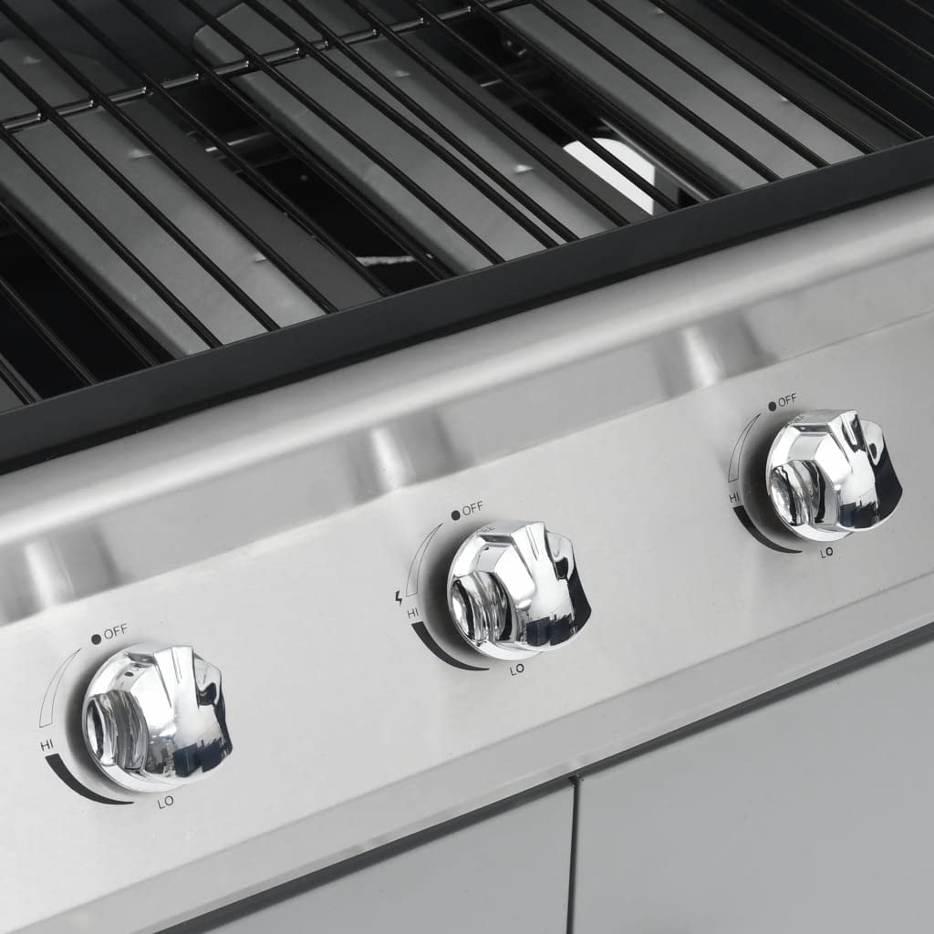 vidaXL Gasgrill 4+1 Flammen Grill Schwarz Edelstahl
