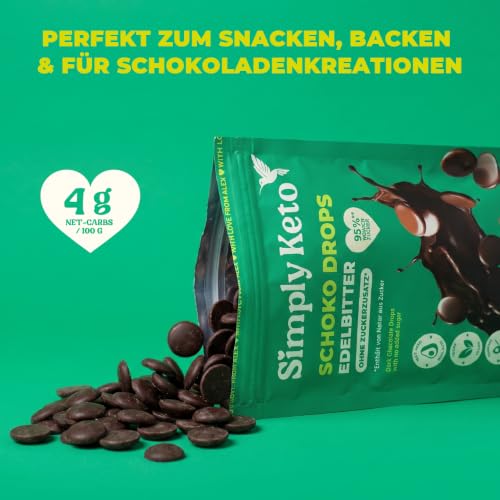 Simply Keto Schokodrops Edelbitter zuckerfrei 200g vegan