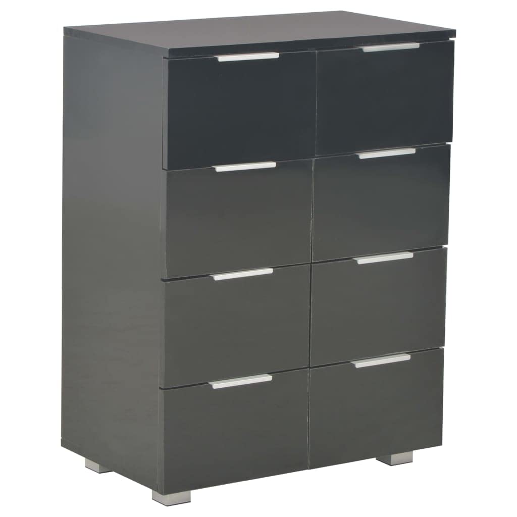 vidaXL Möbel Sideboard 8 Schubladen Hochglanz Schwarz 60cm