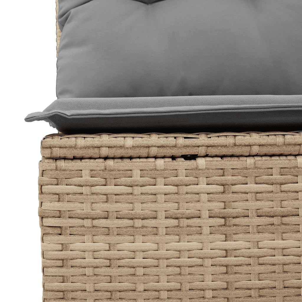 vidaXL Garten-Sofagarnitur 5-tlg Beige Poly Rattan mit Tisch