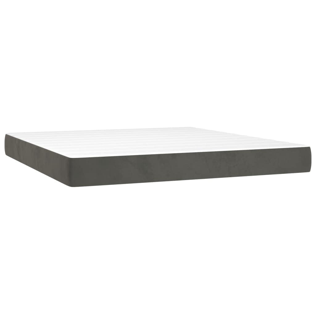 vidaXL Boxspringbett 160x200 Bett Dunkelgrau Samt LED