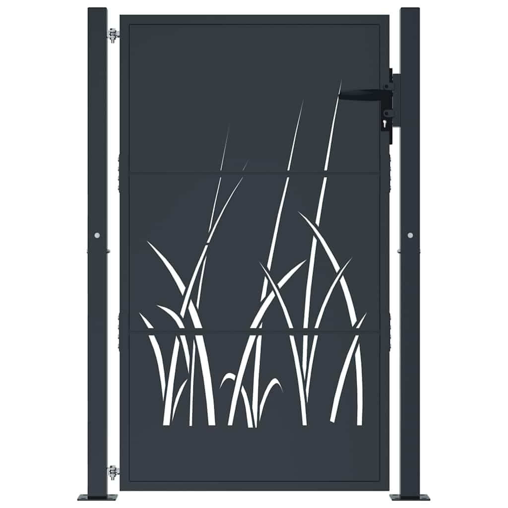vidaXL Gartentor Anthrazit Stahl Gras-Design 100x125cm
