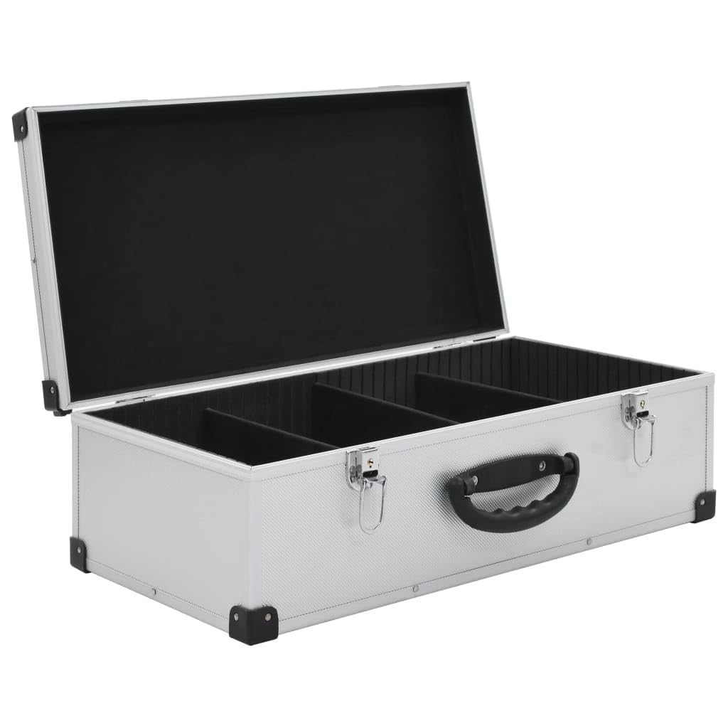 vidaXL CD Koffer 80 CDs Silber Aluminium abschließbar