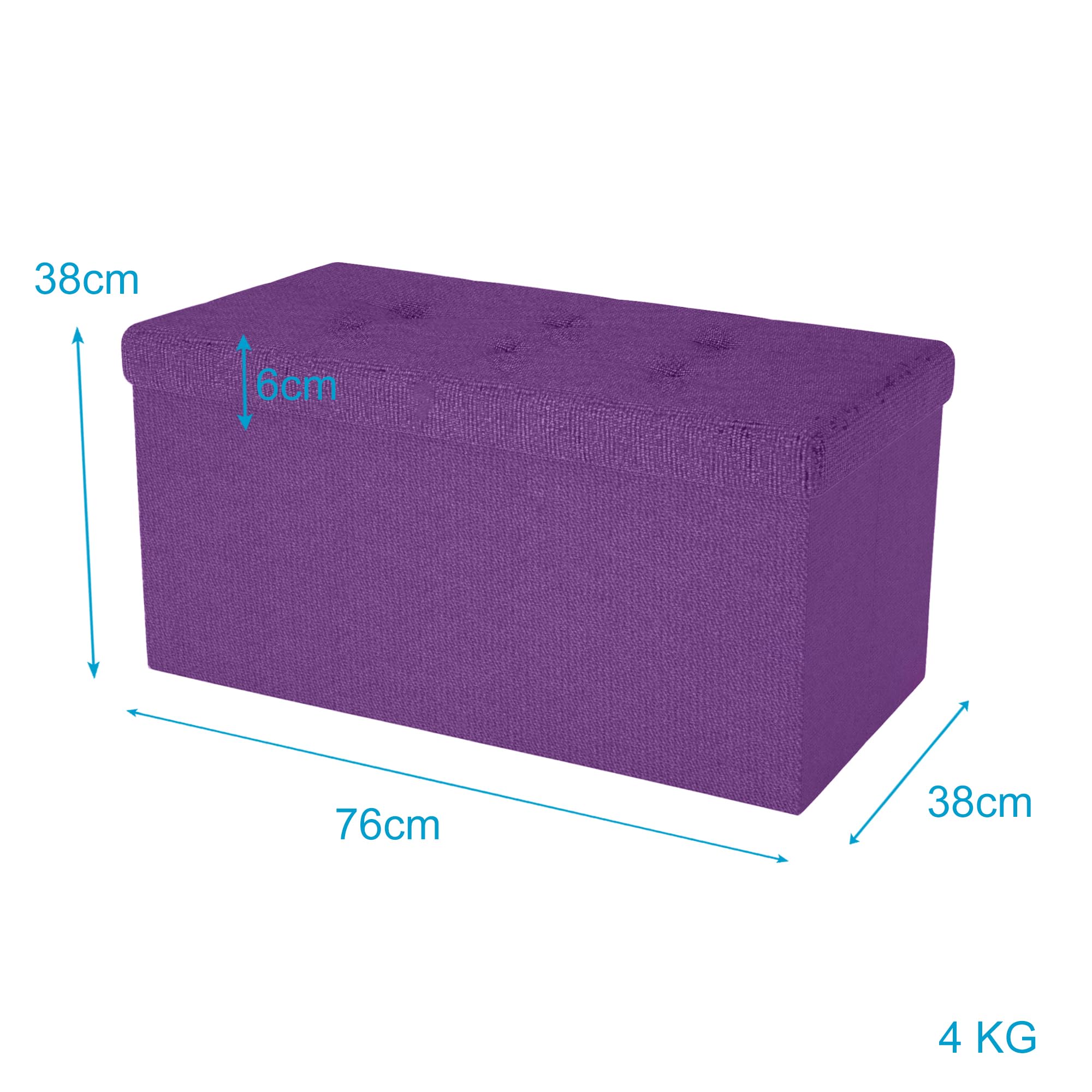 Intirilife Sitzbank 76x38x38 Nebel Lila mit Stauraum Box