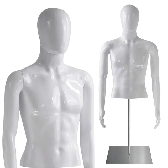Serenelife Schneiderpuppe Herren Torso Weiß Glanz Höhenverstellbar