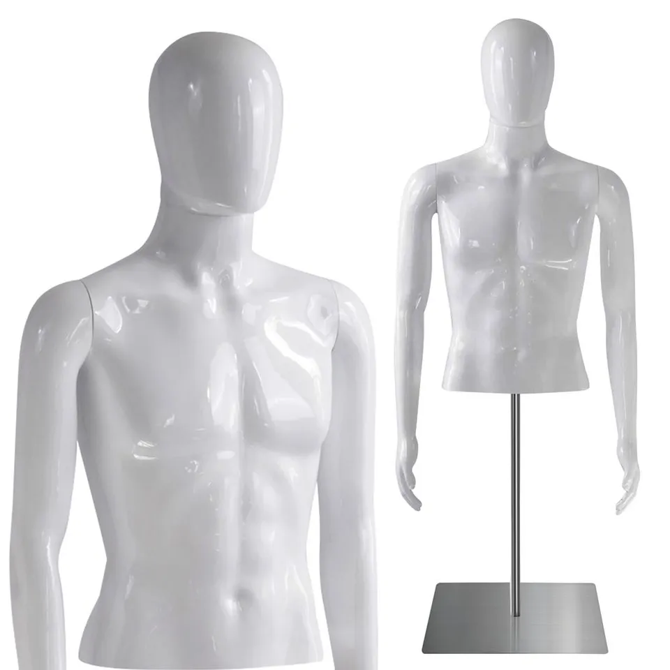 Serenelife Schneiderpuppe Herren Torso Weiß Glanz Höhenverstellbar