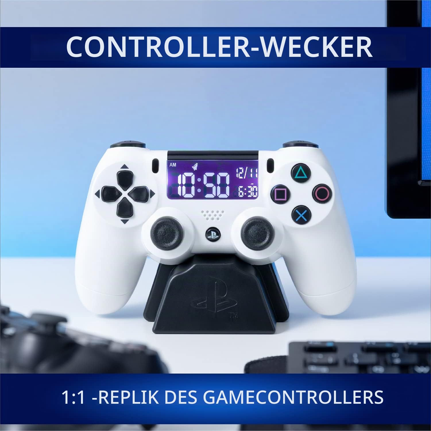 Paladone Playstation Controller Wecker PP8342PS Weiß LCD