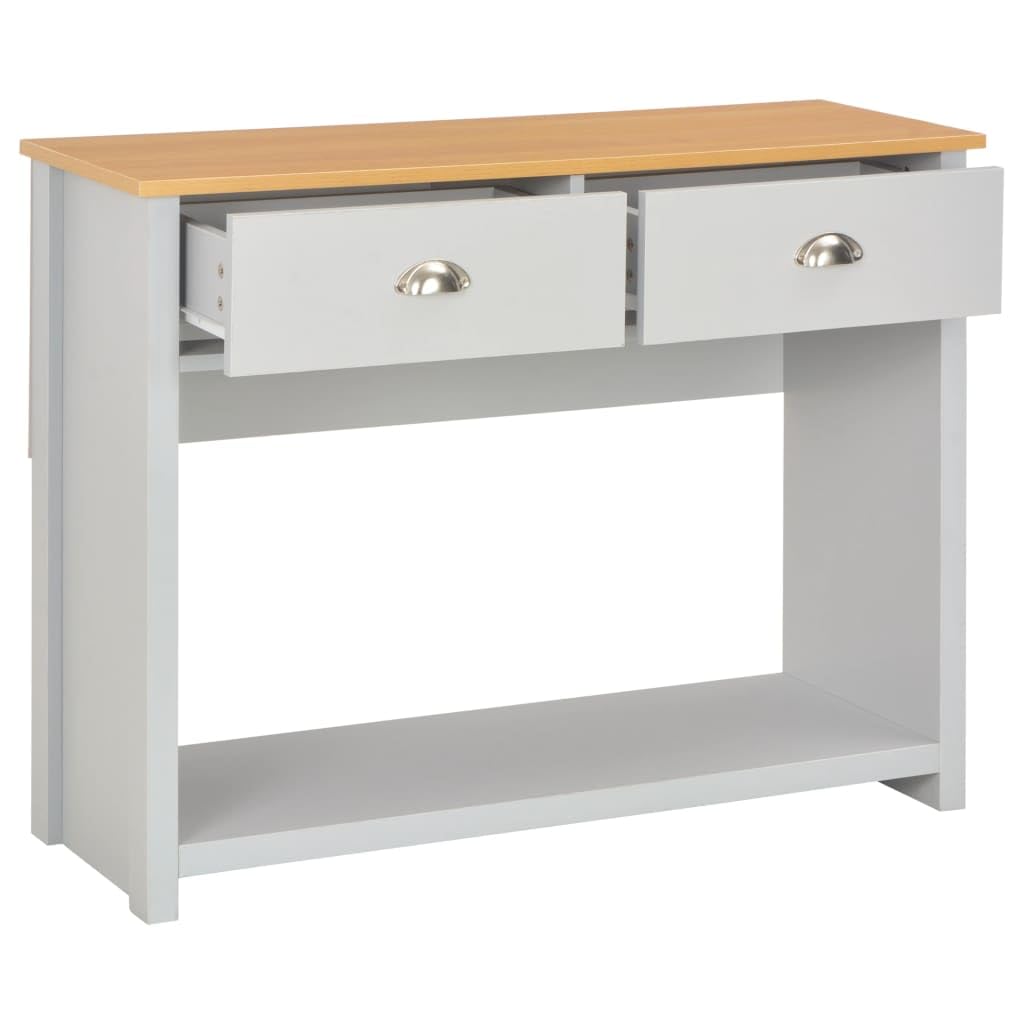 vidaXL Möbel Konsolentisch Grau 97x35x76 cm 2 Schubladen Flurtisch