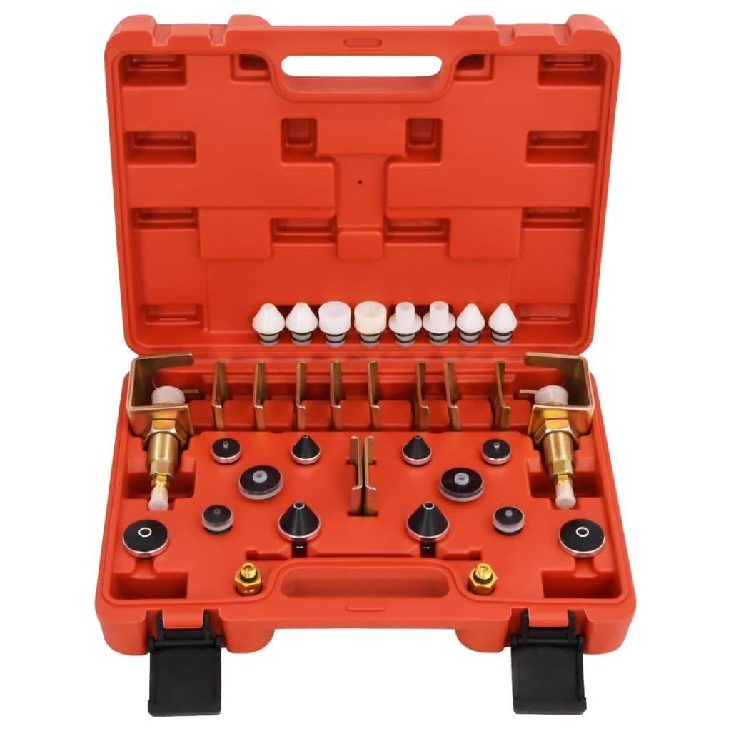 vidaXL Kühlsystemtester Set Auto Klimaanlage Lecksuche Rot