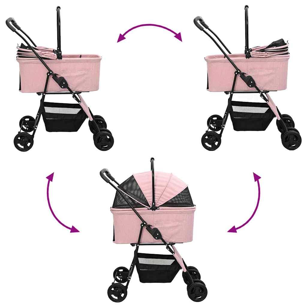 vidaXL Haustierwagen faltbar Rosa Polyester 81x47x99 cm