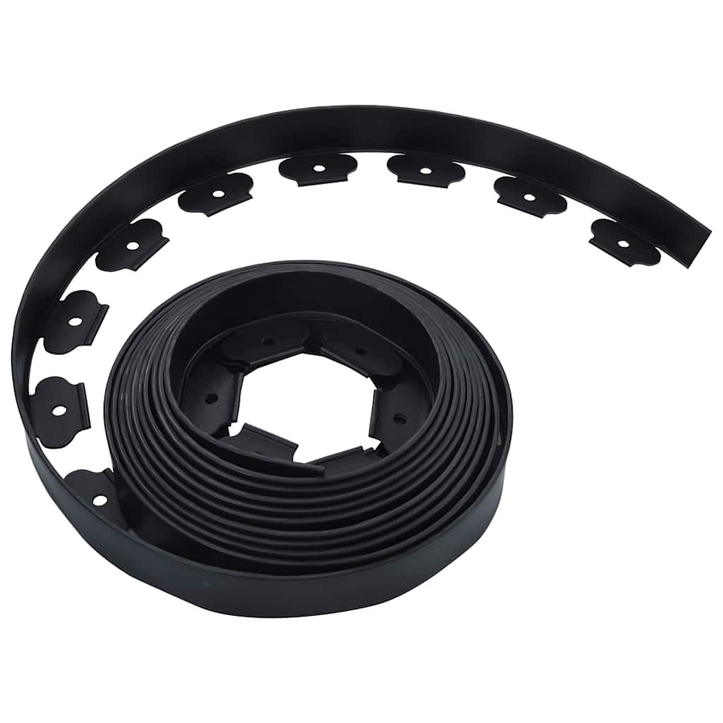 vidaXL Heim & Garten Rasenkante PE Schwarz 10 m 5 cm Nägel