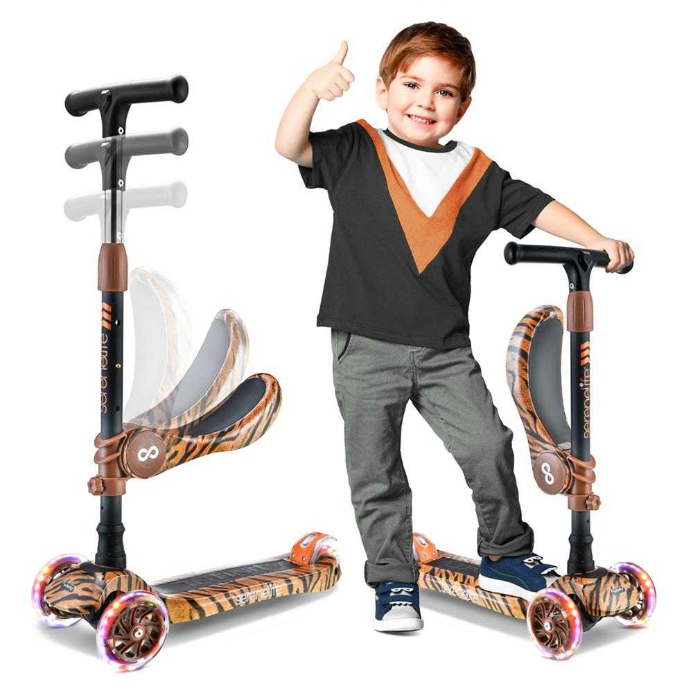 Serenelife Scooters Kinderroller Tiger 3-Rad LED mit Sitz
