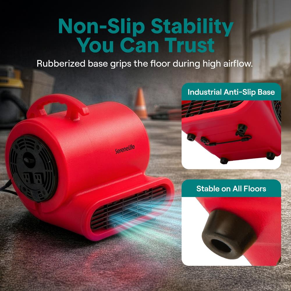 Serenelife Portable AC Air Mover Gebläse Rot 1000 CFM